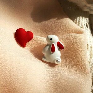 Fashion Rabbit Heart Asymmetrical Earrings Stud